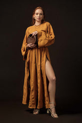 Maxi Skirt With Slits-Mustard